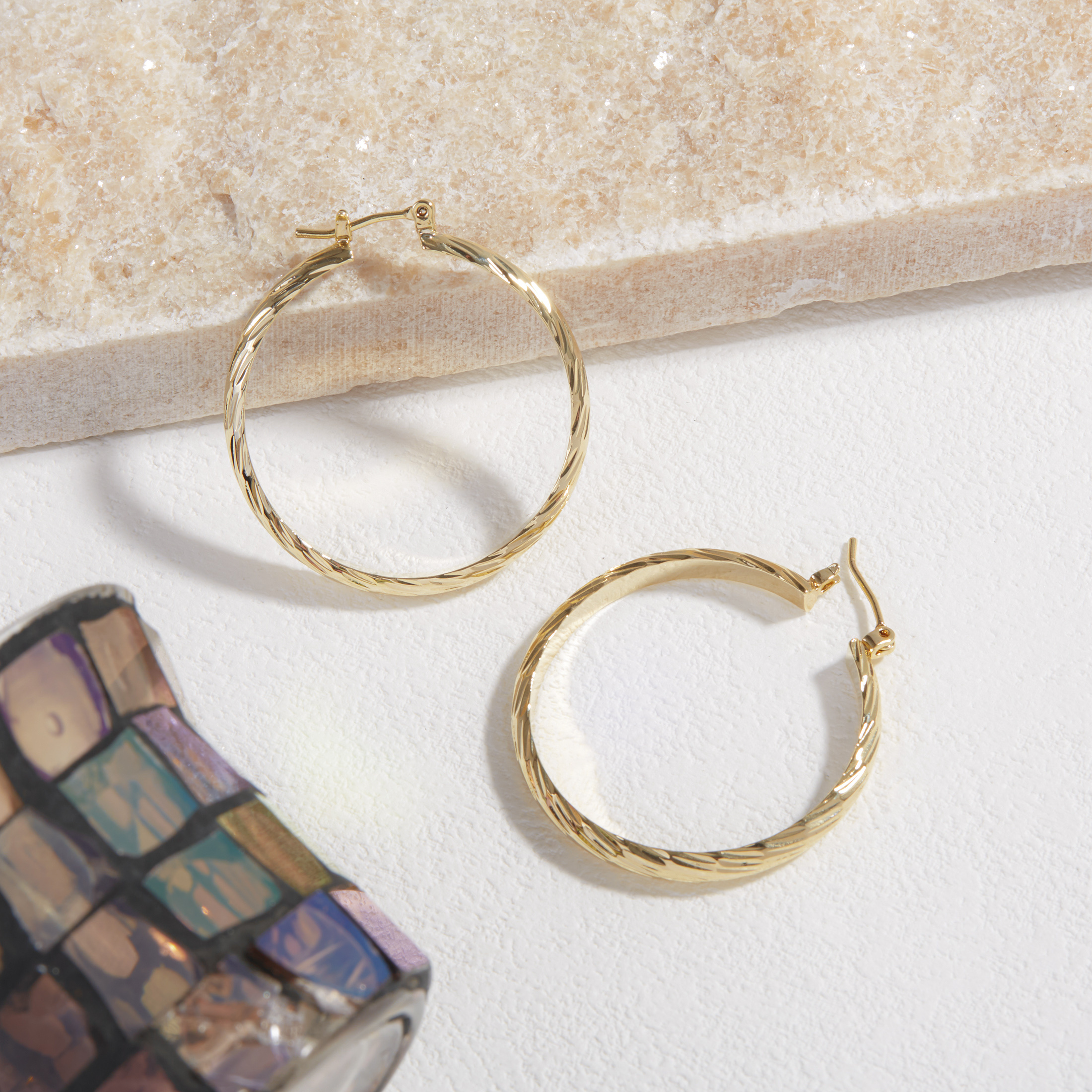 Women's Plain Ring Cut Earrings Hypoallergenic Copper Material